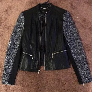 Black leather jacket. Waste length
